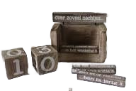 Kalender blok met verwisselbare teksten naturel hout