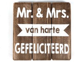 Tekstbord  'Mr. & Mrs. natural 20x20cm