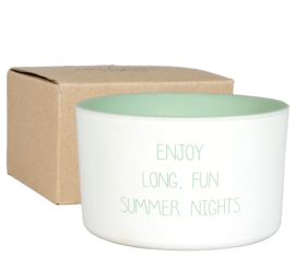 My Flame buitenkaars ‘Enjoy long fun summer nights’ – Bella Citronella (Citrus & Vanille)