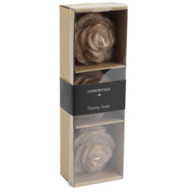 Countryfield drijfkaars bloem Rosi L beige 7 cm set van 3