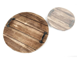 Houten dienblad rond 45x45 cm natural – Robuust & decoratief