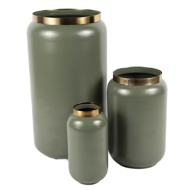 Set van 3 metalen vazen groen met goudrand