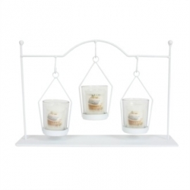 White Hanging Triple Votive Holder 33cm
