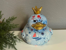 Pomme Pidou spaarpot blauw eend "Ducky" vrolijk, eigenwijs