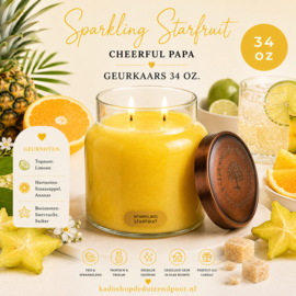 Sparkling Starfruit geurkaars Cheerful Candle Papa Collectie 155 branduren