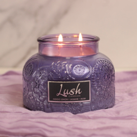 Cheerful Candle Large Geurkaars Indigo Lemon Jasmine Musk 20 Oz Lush Violet