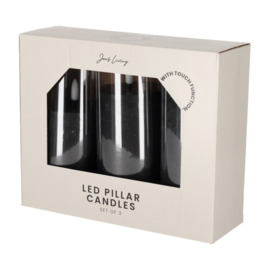 LED stompkaarsen zwart set van 3  Jens Living