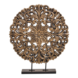 Ornament bloem op staander zwart goud 40 x 45 cm