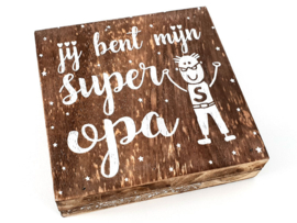 Tekstblok Super Opa natural 15x15 cm