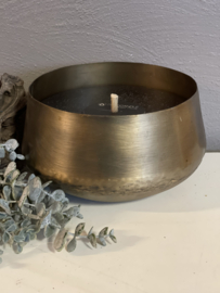Outdoor candle in pot brass Antique   black wax Ø 17 x 9,5 cm MD Collectie