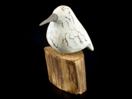 Vogel op stam Antique white/natural   15x9cm