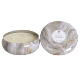Peony & Cashmere Woodbridge  Marble Effect Tinned Candle
