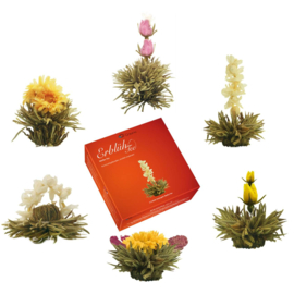 Theebloemen witte thee cadeauset met glazen theepot 500 ml