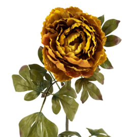 Kunstbloem Pioenroos  Mustard (83 cm)  RealTouch zijdebloem