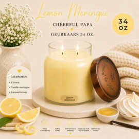 Lemon Meringue geurkaars Cheerful Candle Papa Collectie 155 branduren