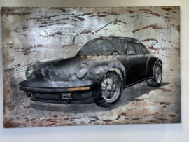Gerecycled Metaal 3D Schilderij Porsch  120x80 cm