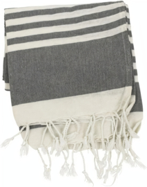 Gusta hamamdoek antraciet wit 100x180 cm – katoen stranddoek