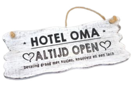 Tekstbord hangend 12 x 30 Hotel Oma