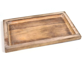 Houten decoratie dienblad naturel 25x15 cm – met opstaande rand