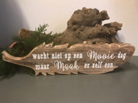 Tekstbord  Veer tekst  wacht niet op een mooie dag ... Naturel