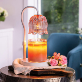 Candle Warmers® TULIP Lamp (in hoogte verstelbare voet)  Geurkaarsverwarmer Roze/Wit (35W)