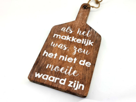 Houten tekstplank als het makkelijk was naturel 40x20 cm