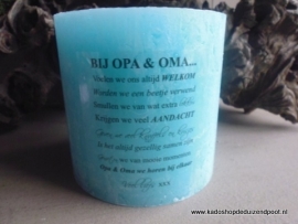 Aqua Kaars tekst regels bij Opa en Oma