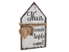 Tekstbord  huisje touw hart  thuis waar liefde woont .