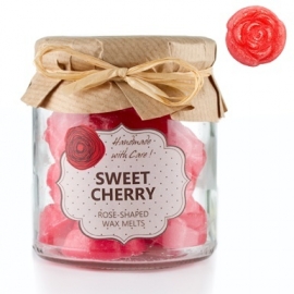 Sweet-Cherry  Waxmelts roosjes in glazen pot. One Nature 18 stuks