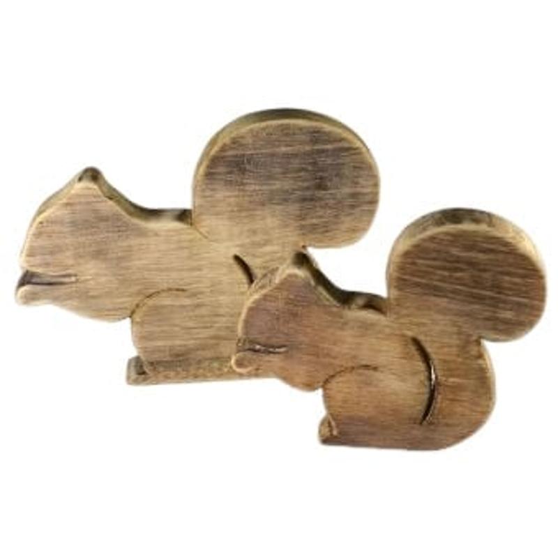 🐿️ Houten eekhoornen set 2 stuks in naturel hout
