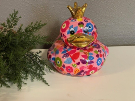 Pomme Pidou Spaarpot rose  eend "Ducky" vrolijk, lief en speels