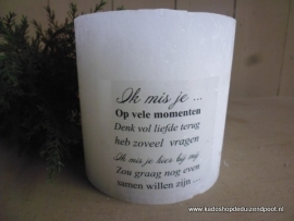 Witte kaars Ik mis je kaars