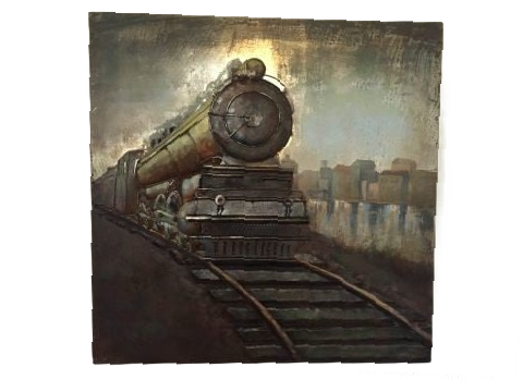 Gerecycled Metaal 3D Schilderij Trein