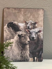 Nostalgisch bordje met schapen 14 cm x 19.2 cm