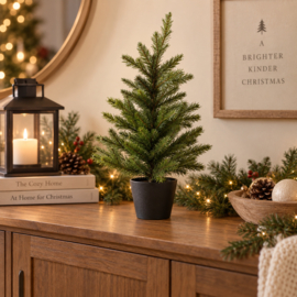 Kerstboom Real in zwarte pot 40x60 cm