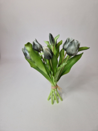 Real Touch Tulip Bundle x7  L30cm Black