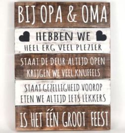 Houten Tekstplank / Tekstbord 40x30cm Bij Opa & Oma