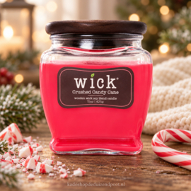 Crushed Candy Cane geurkaars – houten knisperende lont Colonial Candle 425 gram