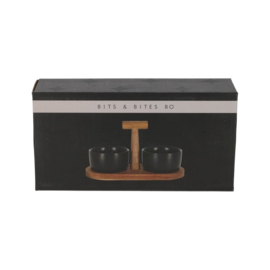 Bits & Bites Bo serveerset zwart met houten plank – 24 x 11 x 12 cm  Jens Living