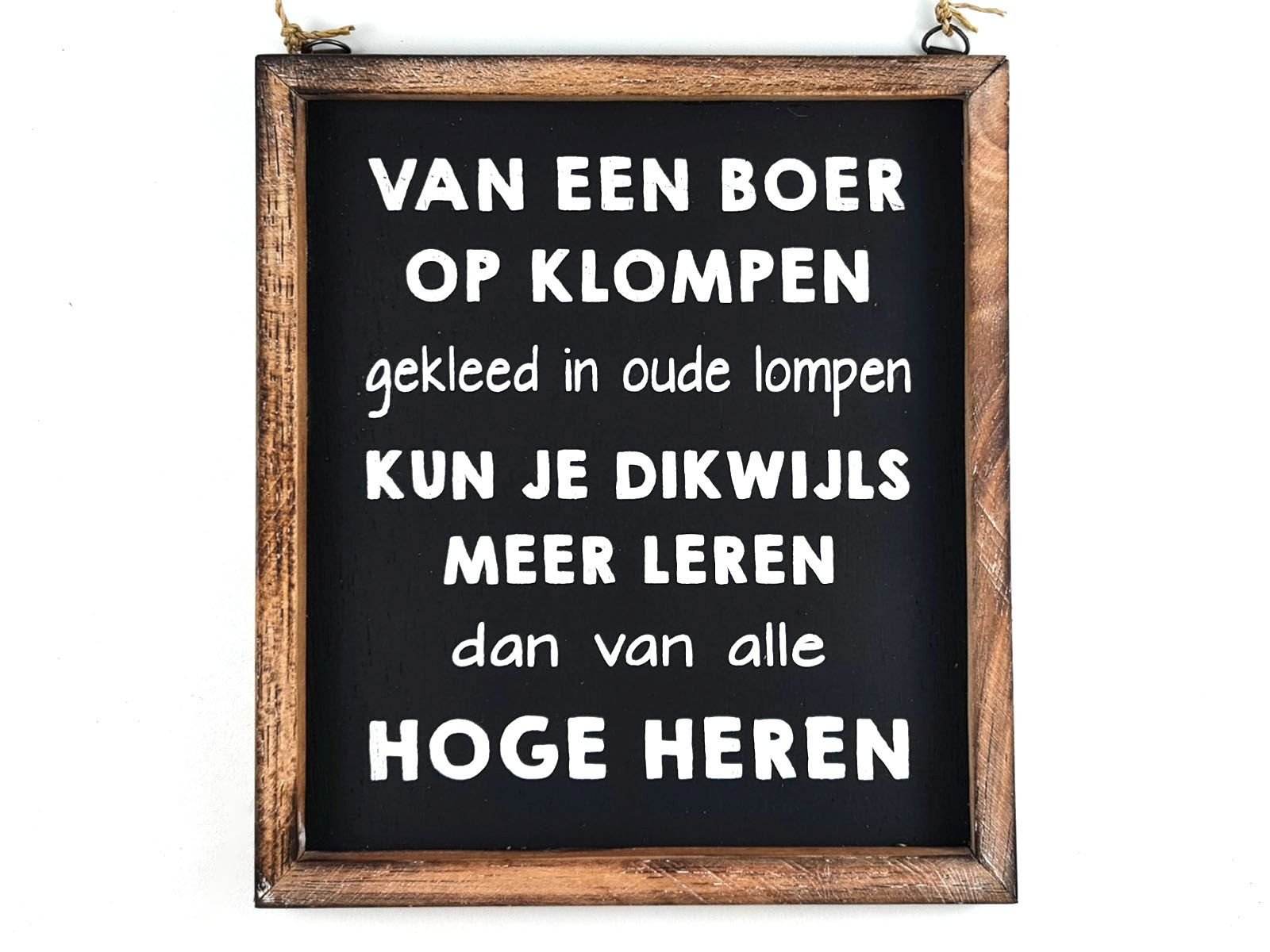 Houten tekstlijstje Boer op klompen (20x18 cm)