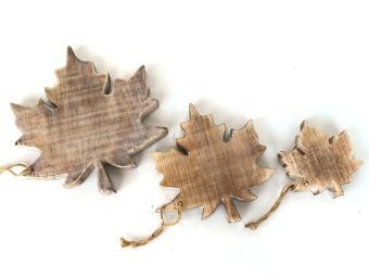 Houten bladeren set van 3 om op te hangen