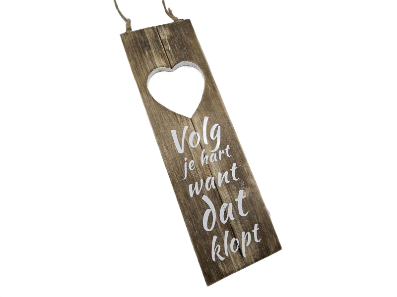 Tekstplank "Volg je hart" 48x14 cm
