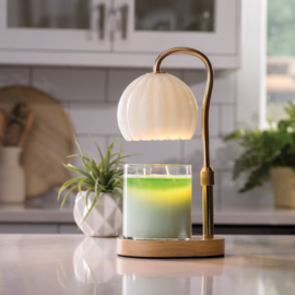 Candle Warmers® Melkglas  kaarsverwarmerlamp  (in hoogte verstelbare voet)  wit /goud(35W)