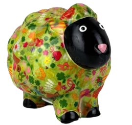 Pomme Pidou spaarpot schaap "Peluche" Groen Keramiek 15,5 cm x 11.5 cm x 12cm