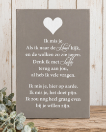 Tekstbord Steigerhout Ik mis je..