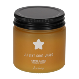 Geurkaars ‘Goud waard’ okergeel – 15 uur Jens Living