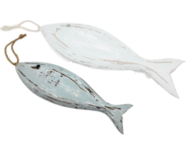 Houten Vis Hangdecoratie 30 cm  Zee Blauw