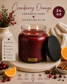 Cranberry Orange geurkaars Cheerful Candle Papa Collectie 155 branduren