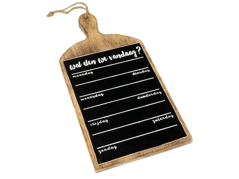 Plank krijtbord  Wat eten we vandaag?