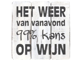Tekstbord "Het weer vanavond "antique white 20x20cm